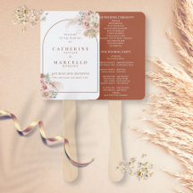 Pampasgras-Terrakotta-Bogen-Hochzeitsprogramm Hand