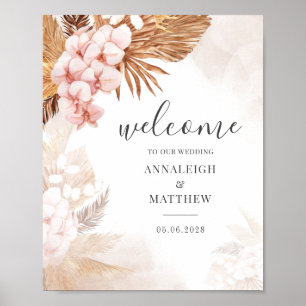 Pampasgras-Terrakotta-Botanisches-Hochzeitsschild Poster