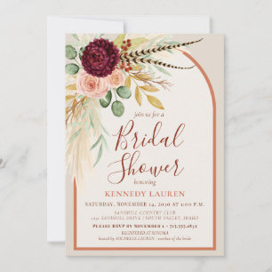 Pampasgras Terrakotta Floral Boho Brautparty Einladung