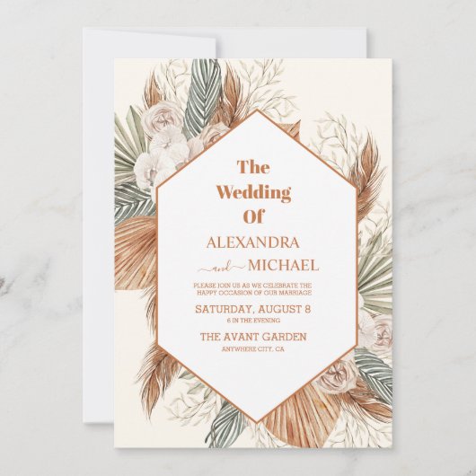 Pampasgrashochzeit Einladung (Vorderseite)