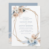 Pampass boho staubige blaue Hochzeitsstiftung Prob Einladung (Vorne/Hinten)