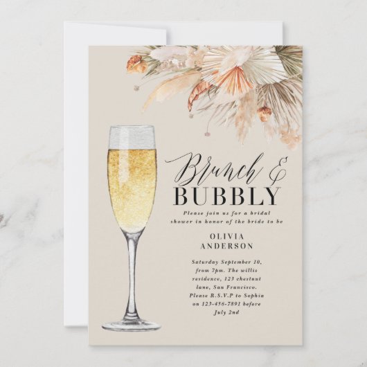 Pampelgras aus Brunch und Brautparty Einladung (Vorderseite)