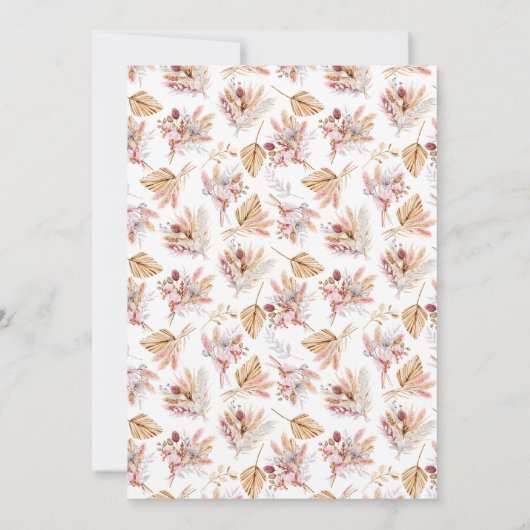 Pampelgras-Blume Rose Rosa Einladung (Rückseite)