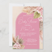 Pampelgras, rosa Bohrosa Kinderdusche Einladung (Vorderseite)