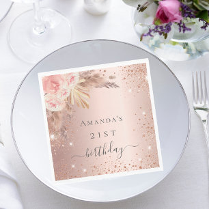 Pampelgras-Rose Goldblume Party Serviette
