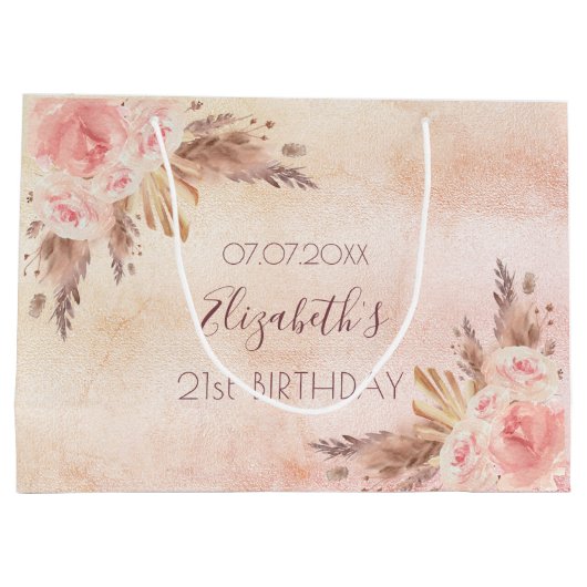 Pampelgras-Rose Große Geschenktüte (Rückseite)