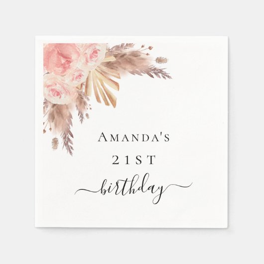 Pampelgras-Rose Serviette (Vorderseite)