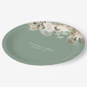 Pampelgras Salbei Blütenhochzeit Pappteller (Schrägansicht)