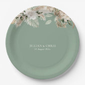 Pampelgras Salbei Blütenhochzeit Pappteller (Vorderseite)