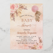 Pampelgras-Teddybär Rosa Blume Folieneinladung (Vorderseite)