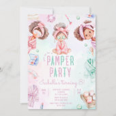 Pamper Party Afroamerikaner Wellness-Center Geburt Einladung (Vorderseite)