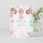 Pamper Party Afroamerikaner Wellness-Center Geburt Einladung (Stehend Vorderseite)