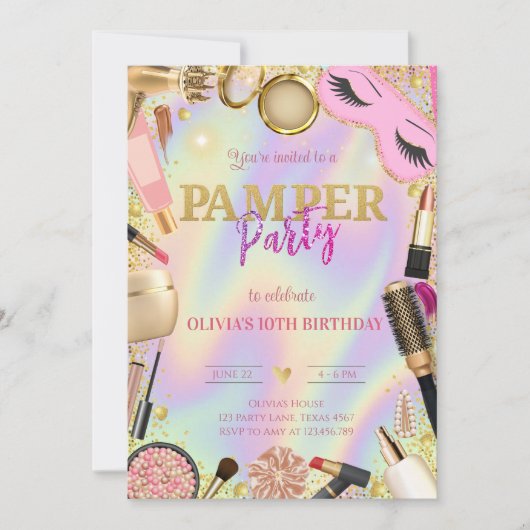 Pamper Party Birthday Einladung (Vorderseite)