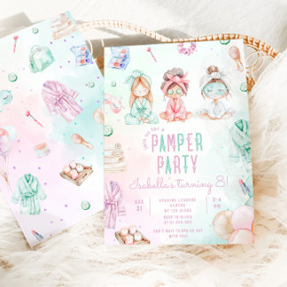 Pamper Party Girls Salon Geburtstagsparty Einladung