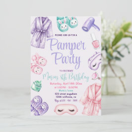 Pamper Party Glam Day Girls Wellness-Center Party Einladung