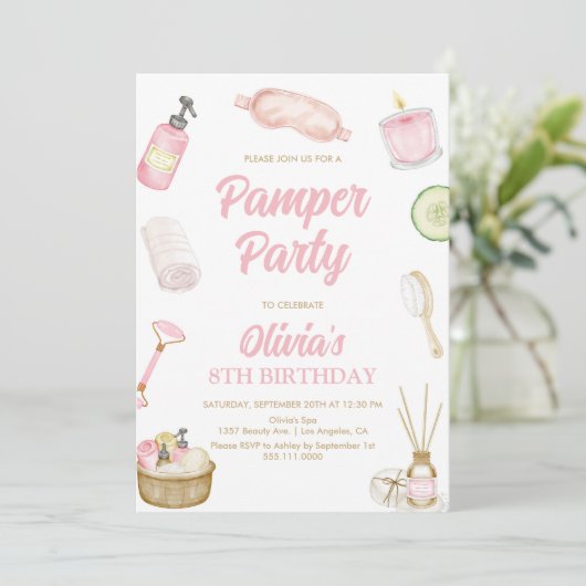 Pamper Party, Glam Party, Girls Wellness-Center Pa Einladung (Stehend Vorderseite)