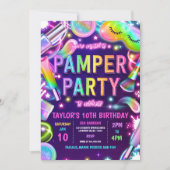 Pamper Party Glow Neon Wellness-Center Makeup Gebu Einladung (Vorderseite)