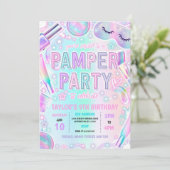Pamper Party Glow Pastel Wellness-Center Makeup Ge Einladung (Stehend Vorderseite)