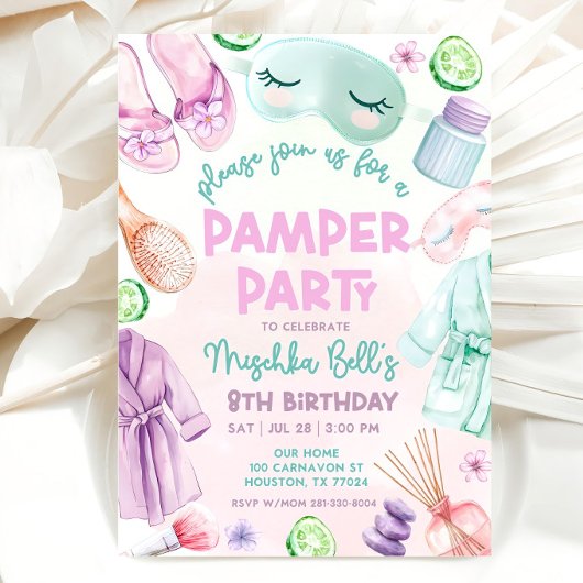 Pamper Party Invite, Girls Wellness-Center Geburts Einladung