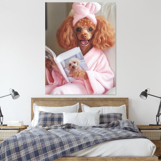Pampered Poodle Reading Day Leinwanddruck (Insitu (Schlafzimmer))