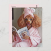 Pampered Poodle Reading Day Postkarte (Vorne/Hinten)