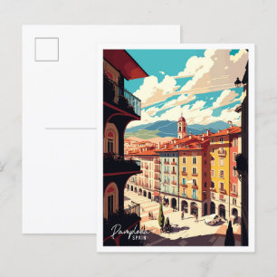 Pamplona Spanien Kunst Vintage Reise Illustration Postkarte