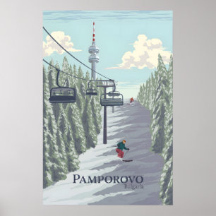 Pamporovo Bulgarien Skigebiet Reiseplakat Poster