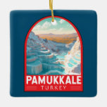 Pamukkale Türkei Reisen Vintag Keramikornament<br><div class="desc">Pamukkale Retro Vektor Reise Design. Es liegt in der Nähe von Hierapolis,  einer antiken römischen Wellness-Center-Stadt,  die um 190 v. Chr. gegründet wurde.</div>