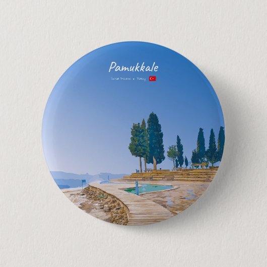 Pamukkale, Türkei - Thermische Becken Button (Vorderseite)