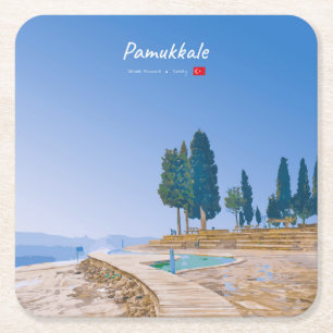 Pamukkale, Türkei - Thermische Becken Rechteckiger Pappuntersetzer