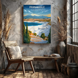 Pamukkale Turkey Travel Poster Canvas Wall Art Leinwanddruck
