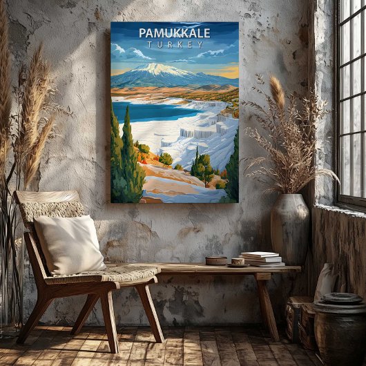 Pamukkale Turkey Travel Poster Canvas Wall Art Leinwanddruck