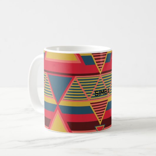 Pan African Colorful Triangle Pattern Personalisie Kaffeetasse (Vorderseite Links)