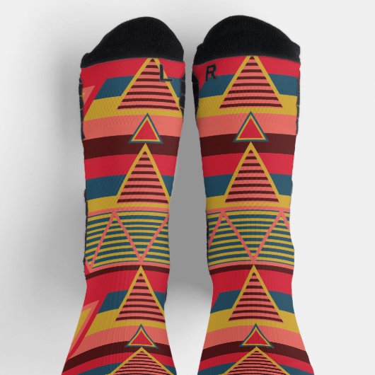 Pan African Colorful Triangle Pattern Unisex Socken (Oben)