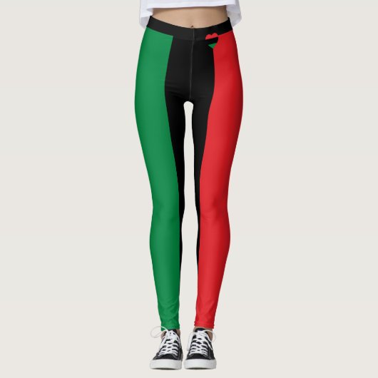 Pan African Flag Mode Herz & Unia Symbol Leggings (Vorderseite)