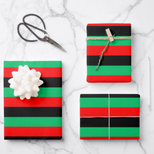 Pan African Flag Red Black Green Strips Geschenkpapier Set