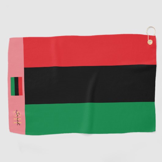 Pan African flag & Unia flag mit Monogramm / symbo Golfhandtuch (Horizontal)