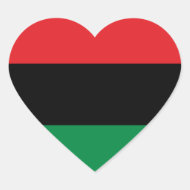 Pan African Flag & Unia Symbol / Sport Fan Herz-Aufkleber