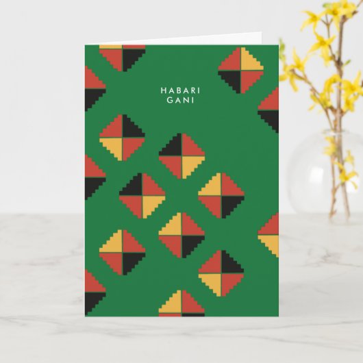 Pan African Pattern Kwanzaa Holiday Gruß Karte (Gelbe Blume)