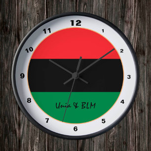 Pan African, Unia Flag Symbol trendy fashion clock Runde Wanduhr