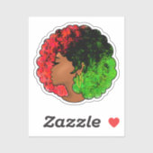 Pan Afrikanische schwarze Frau Rot-Grün Stolz für Aufkleber (Blatt)