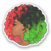 Pan Afrikanische schwarze Frau Rot-Grün Stolz für Aufkleber (Vorderseite)