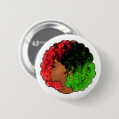 Pan Afrikanische schwarze Frau Rot-Grün Stolz für Button (Vorne & Hinten)