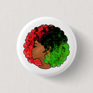 Pan Afrikanische schwarze Frau Rot-Grün Stolz für Button