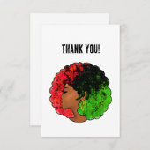 Pan Afrikanische schwarze Frau Rot-Grün Stolz für Dankeskarte (Vorne/Hinten)