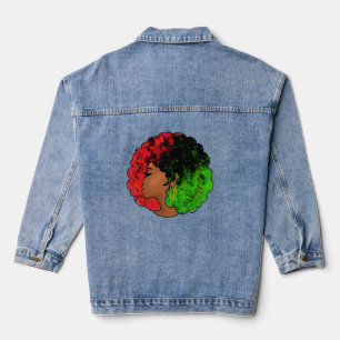 Pan Afrikanische schwarze Frau Rot-Grün Stolz für Jeansjacke
