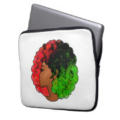 Pan Afrikanische schwarze Frau Rot-Grün Stolz für Laptopschutzhülle (Vorderseite Links)