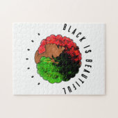 Pan Afrikanische schwarze Frau Rot-Grün Stolz für Puzzle (Horizontal)