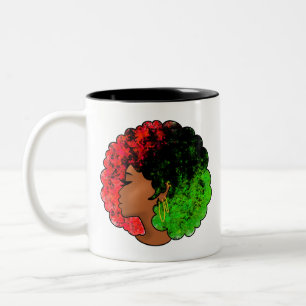 Pan Afrikanische schwarze Frau Rot-Grün Stolz für Zweifarbige Tasse