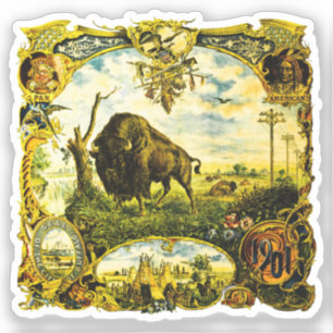 Pan Am Expo mit Bison- und indianischen Motiven Aufkleber